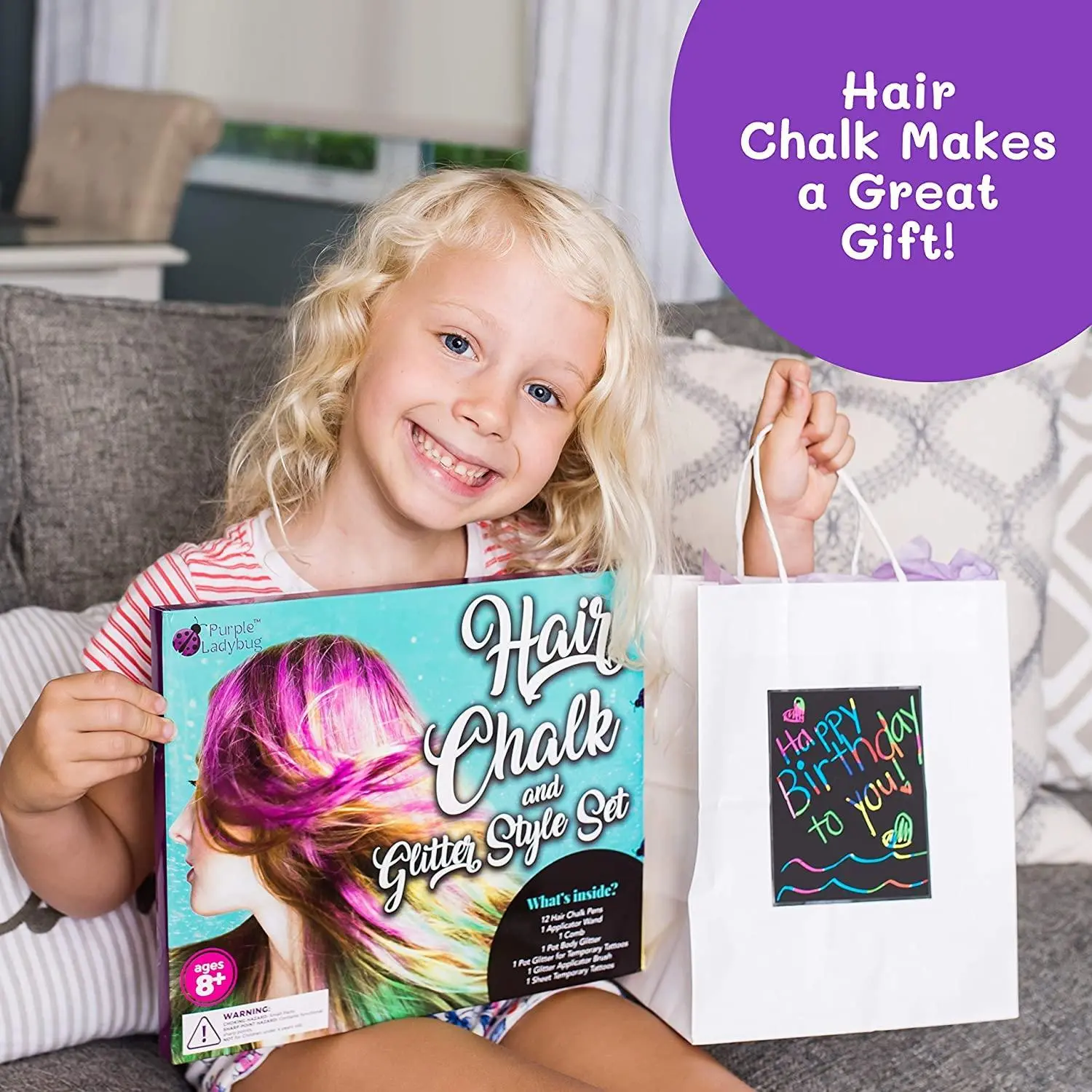 Colorful Hair Chalk palette with a spectrum of exciting colors.