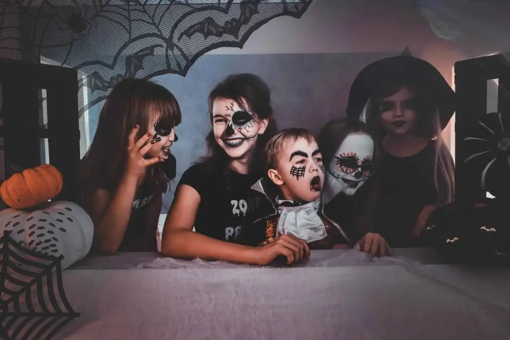 Spooky Witch Face Paint for Halloween Costume.