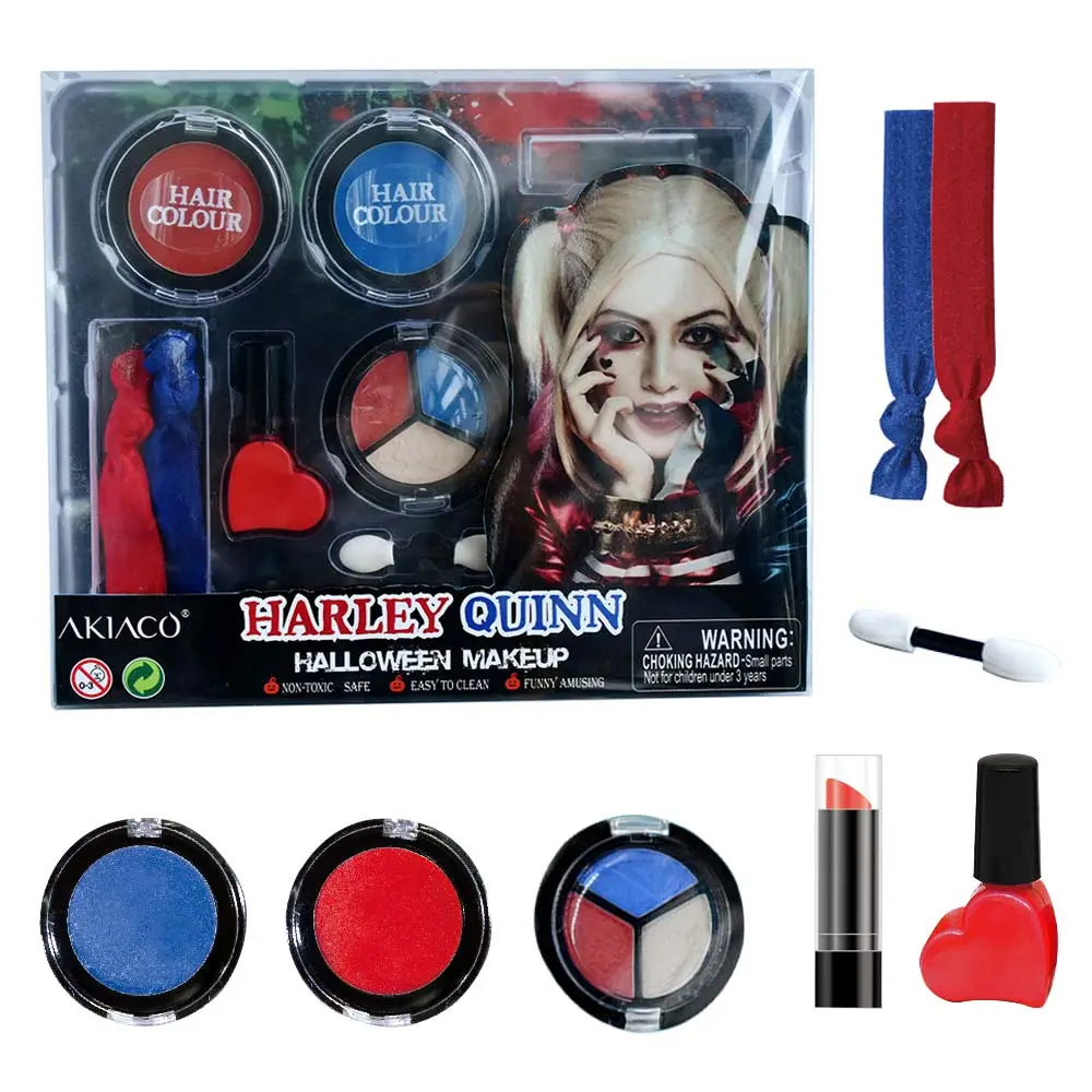 Detailed close-up of Halloween face paint application process.