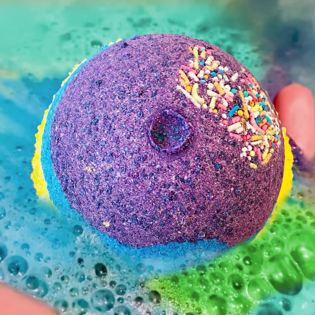 Bath bombs in a variety of shapes and colors for fun baths.
