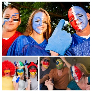 Professional-grade Football Face Paint - stand out in the crowd with vivid team colors.