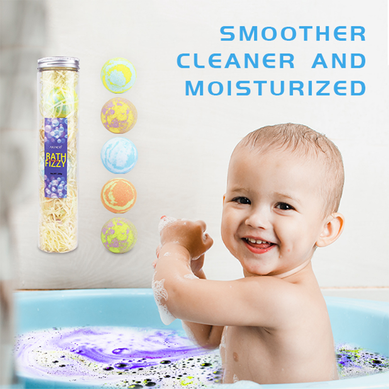 Fizzy bath bombs for kids creating a colorful splash in the bathtub.