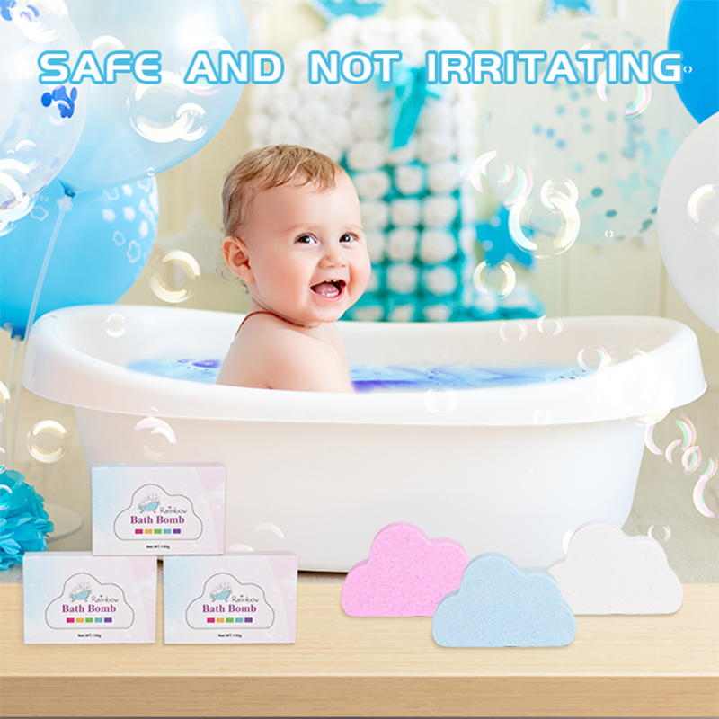 Brightly colored Kids Bath Bombs fizzing in water, releasing vibrant colors and bubbles.
