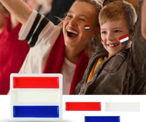 Face paint for sports kit with multiple colors and easy application.