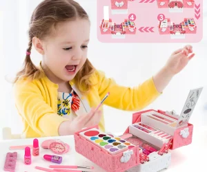 Safe Kids Makeup Essentials: A colorful palette of non-toxic and gentle products for creative young minds.