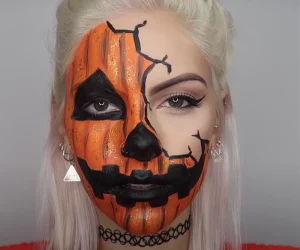 Unleash your inner fright with a Scary Face Paint transformation for a stunning Halloween night!